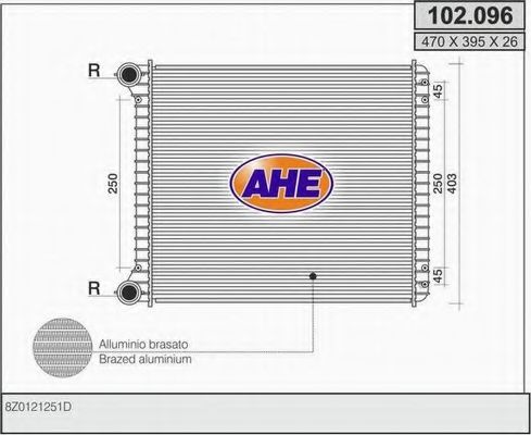 AHE 102096 Радиатор охлаждения двигателя AHE для AUDI
