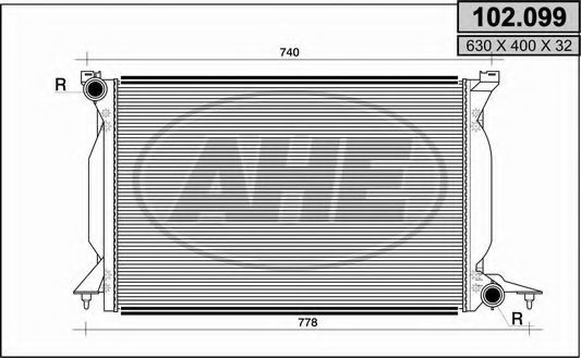 AHE 102099 Радиатор охлаждения двигателя для AUDI