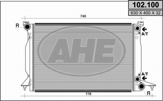 AHE 102100 Радиатор охлаждения двигателя AHE для AUDI