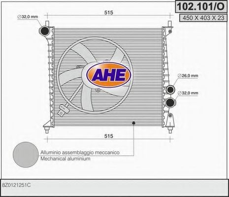 AHE 102101O Радиатор охлаждения двигателя AHE для AUDI