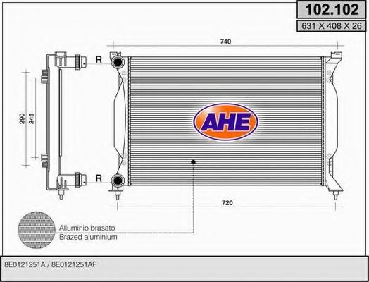 AHE 102102 Радиатор охлаждения двигателя AHE для AUDI