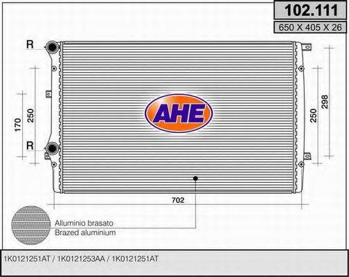 AHE 102111 Радиатор охлаждения двигателя для VOLKSWAGEN