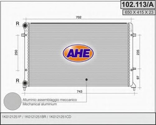 AHE 102113A Радиатор охлаждения двигателя для AUDI