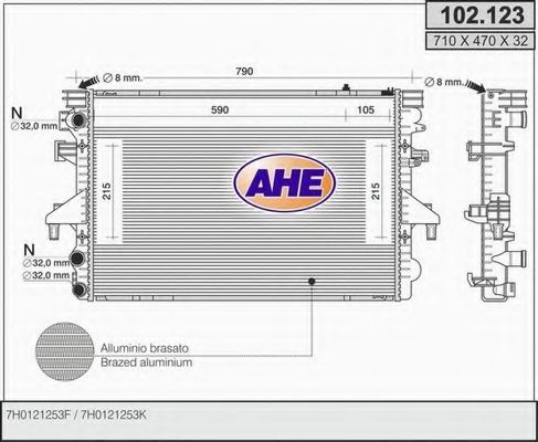AHE 102123 Радиатор охлаждения двигателя AHE 
