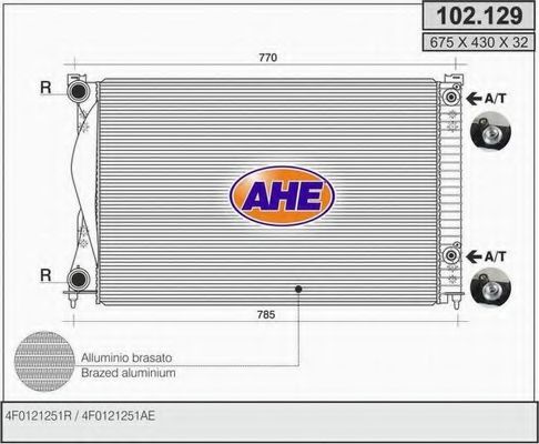 AHE 102129 Радиатор охлаждения двигателя для AUDI