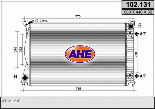 AHE 102131 Радиатор охлаждения двигателя для AUDI