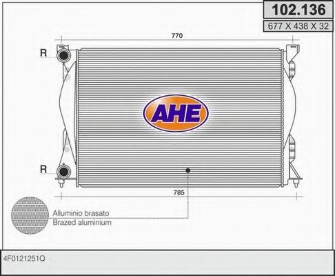 AHE 102136 Радиатор охлаждения двигателя для AUDI A6 (4F2, C6)