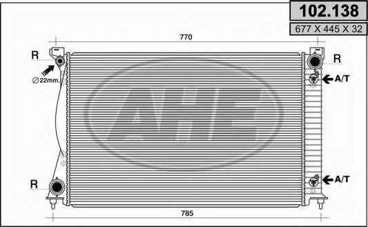 AHE 102138 Радиатор охлаждения двигателя для AUDI A6 (4F2, C6)