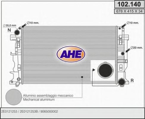 AHE 102140 Радиатор охлаждения двигателя AHE для MERCEDES-BENZ