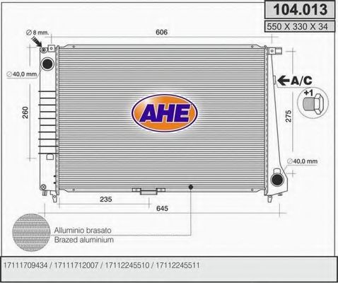 AHE 104013 Радиатор охлаждения двигателя AHE 