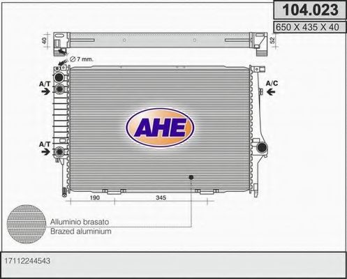 AHE 104023 Радиатор охлаждения двигателя AHE 