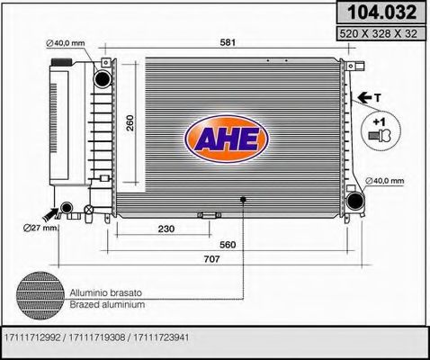 AHE 104032 Радиатор охлаждения двигателя AHE 