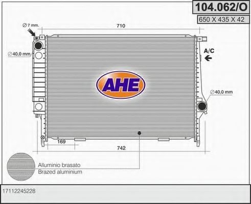 AHE 104062O Радиатор охлаждения двигателя AHE 