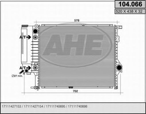 AHE 104066 Крышка радиатора для BMW