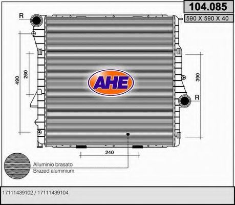 AHE 104085 Радиатор охлаждения двигателя AHE 
