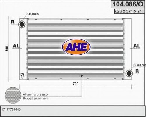 AHE 104086O Радиатор охлаждения двигателя AHE 