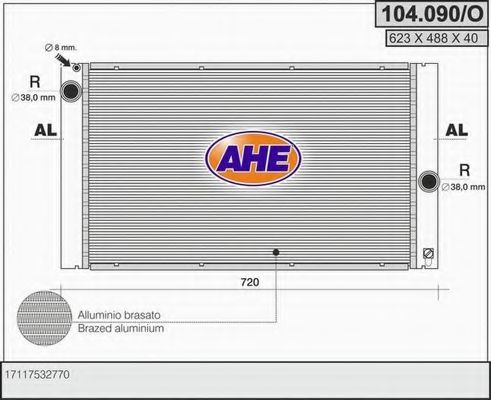 AHE 104090O Радиатор охлаждения двигателя AHE 