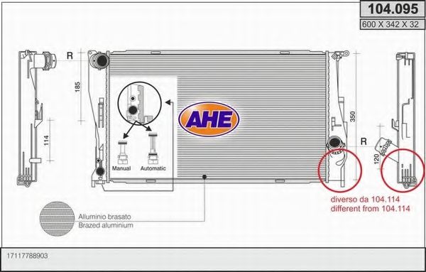 AHE 104095 Радиатор охлаждения двигателя AHE 
