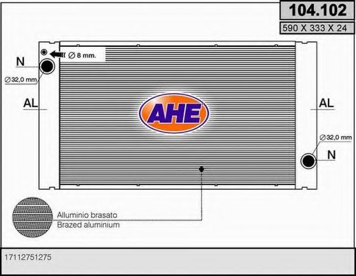AHE 104102 Радиатор охлаждения двигателя для MINI
