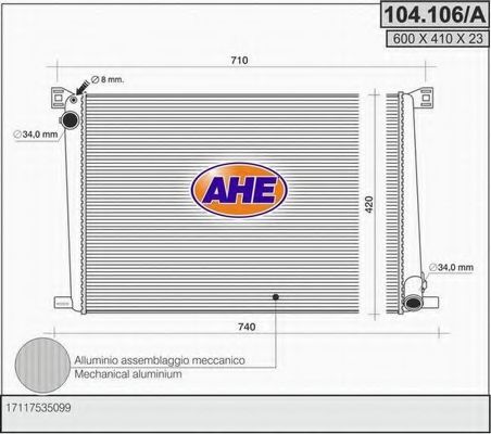 AHE 104106A Радиатор охлаждения двигателя AHE 