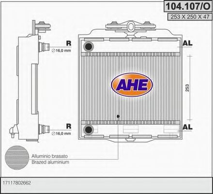 AHE 104107O Радиатор охлаждения двигателя AHE 