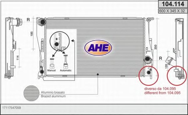 AHE 104114 Радиатор охлаждения двигателя для BMW X1