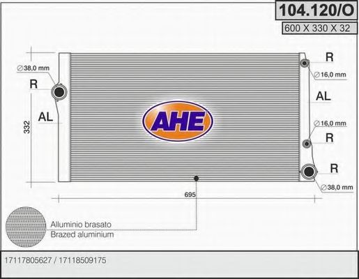 AHE 104120O Радиатор охлаждения двигателя для BMW 6