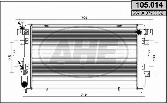 AHE 105014 Радиатор охлаждения двигателя AHE для CHRYSLER