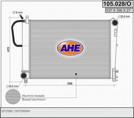 AHE 105028O Радиатор охлаждения двигателя AHE для CHRYSLER