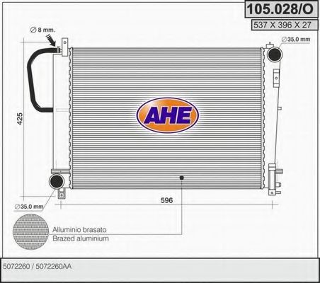 AHE 105028O Радиатор охлаждения двигателя для CHRYSLER