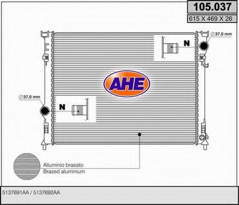 AHE 105037 Радиатор охлаждения двигателя AHE 