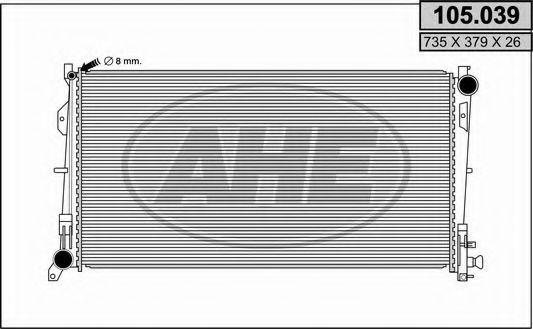 AHE 105039 Радиатор охлаждения двигателя AHE для CHRYSLER