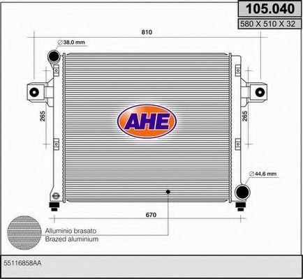 AHE 105040 Радиатор охлаждения двигателя для JEEP