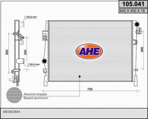 AHE 105041 Радиатор охлаждения двигателя для DODGE JC