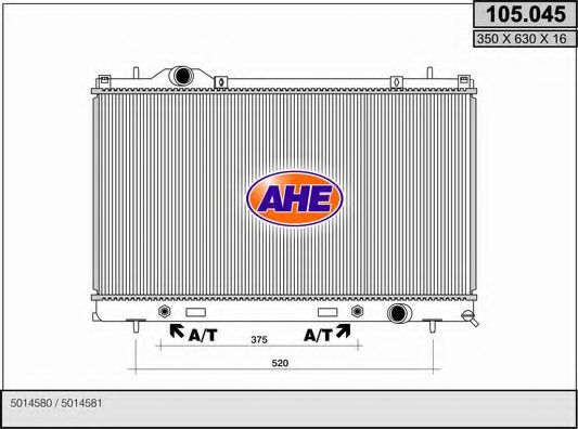 AHE 105045 Радиатор охлаждения двигателя AHE для CHRYSLER