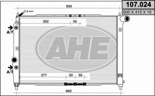 AHE 105054 Радиатор охлаждения двигателя AHE для CHRYSLER
