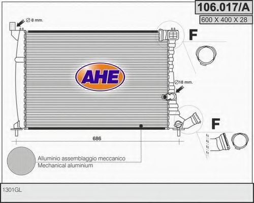 AHE 106017A Радиатор охлаждения двигателя AHE для CITROEN