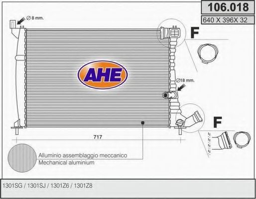 AHE 106018 Радиатор охлаждения двигателя для PEUGEOT