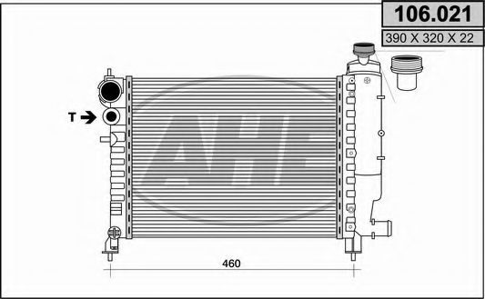 AHE 106021 Радиатор охлаждения двигателя для PEUGEOT 106