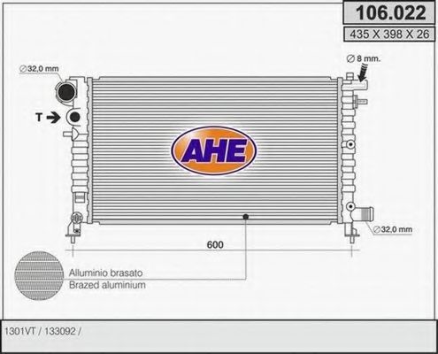 106.022 AHE Радиатор, охлаждение двигателя 106.022 AHE Радиатор, охлаждение двигателя