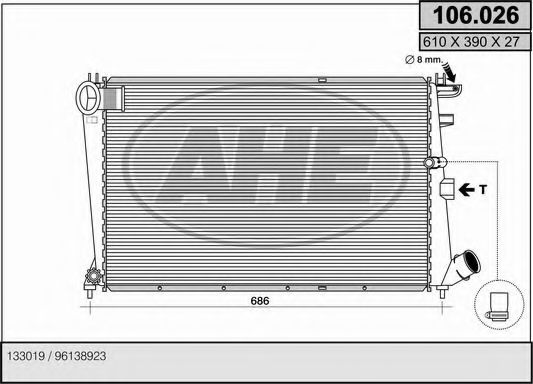AHE 106026 Радиатор охлаждения двигателя AHE для CITROEN