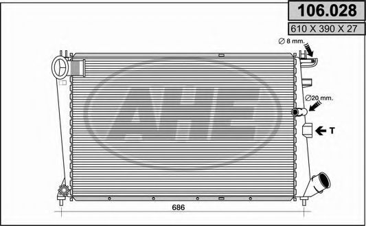 AHE 106028 Радиатор охлаждения двигателя для CITROEN