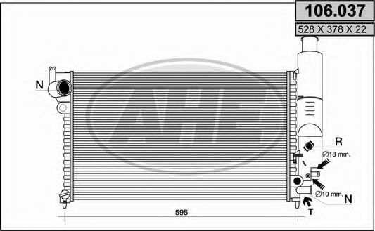AHE 106037 Радиатор охлаждения двигателя AHE для CITROEN