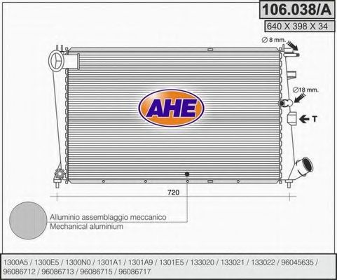AHE 106038A Радиатор охлаждения двигателя для PEUGEOT