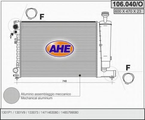 AHE 106040O Радиатор охлаждения двигателя для CITROËN DISPATCH