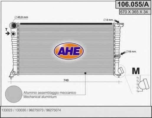 AHE 106055A Радиатор охлаждения двигателя для CITROEN