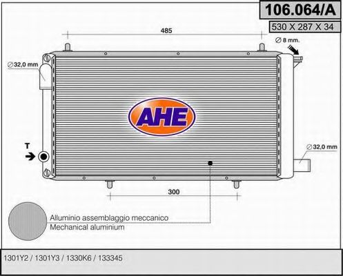 106.064/A AHE Радиатор, охлаждение двигателя 106.064/A AHE Радиатор, охлаждение двигателя