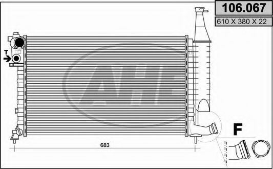 AHE 106067 Радиатор охлаждения двигателя для PEUGEOT
