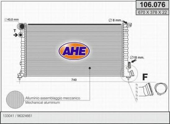 AHE 106076 Радиатор охлаждения двигателя AHE для CITROEN