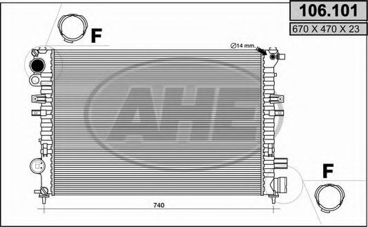 AHE 106101 Радиатор охлаждения двигателя AHE для FIAT